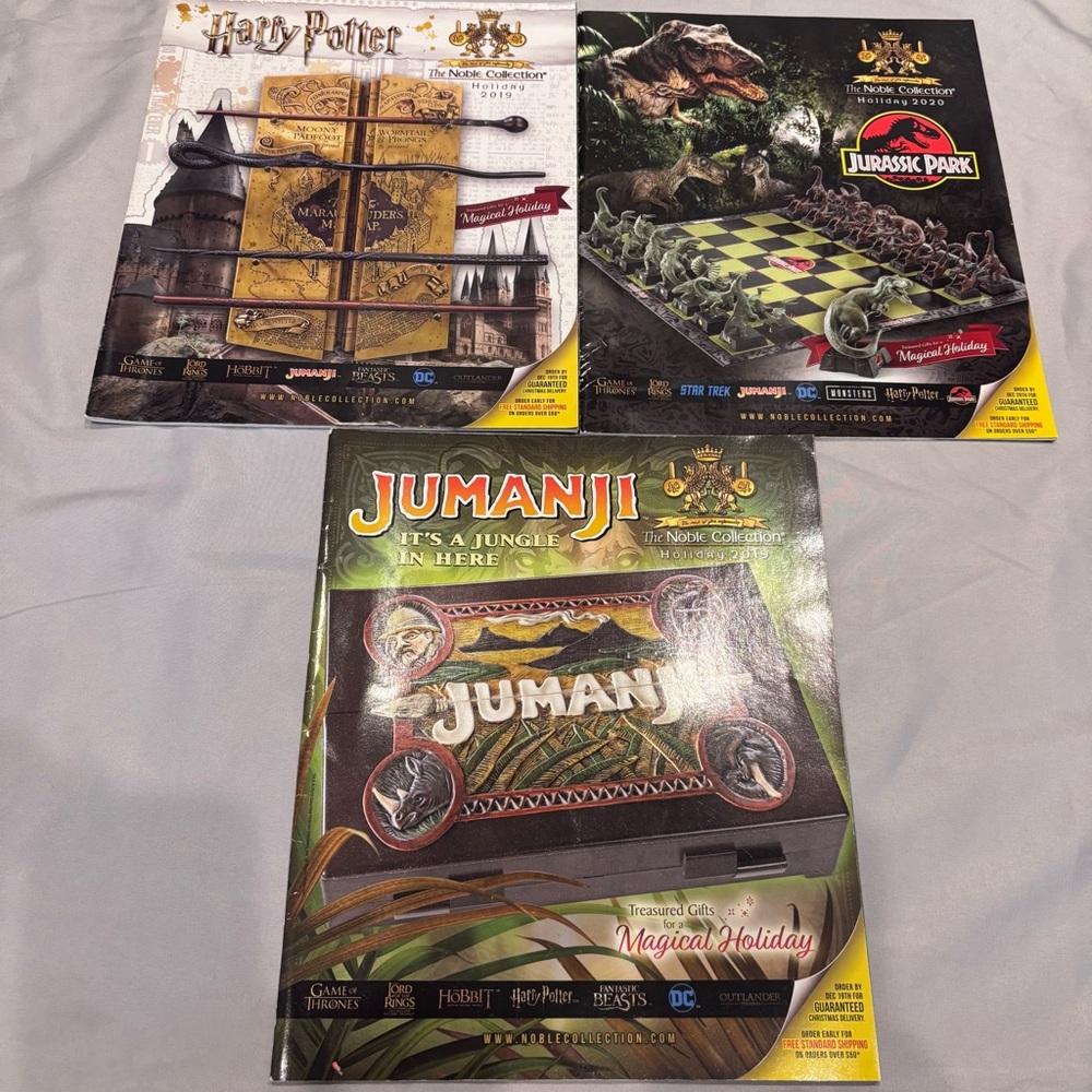 Noble Collection Catalog 3 Pc Jurassic Park Harry Potter Jumanji Hobbit +